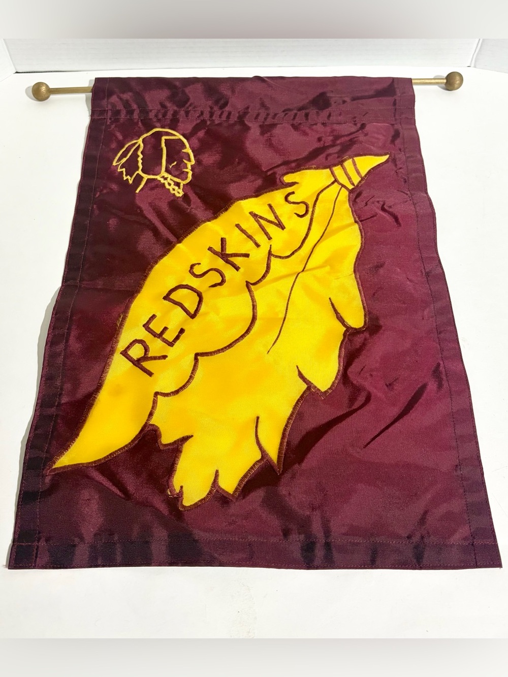 Washington Redskins Flag Wall Hanging Nylon Stitched Craft Homemade Vintage